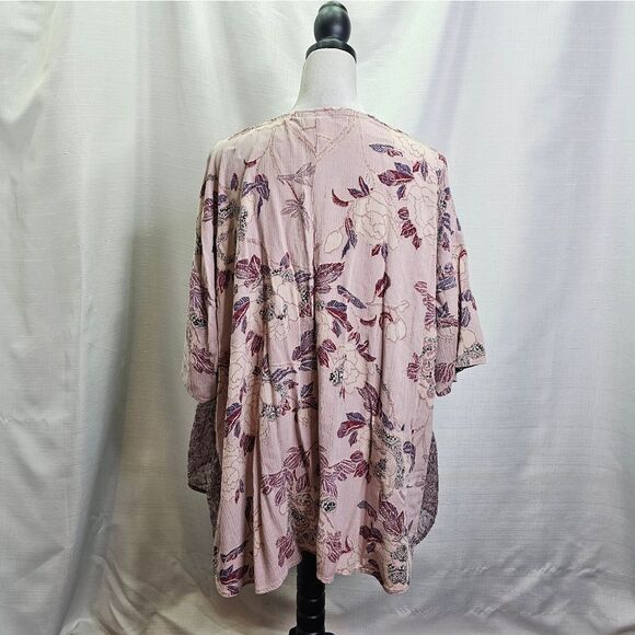 Knox Rose Dusty Pink Floral Open Front Kimono Size Medium - Picture 10 of 10